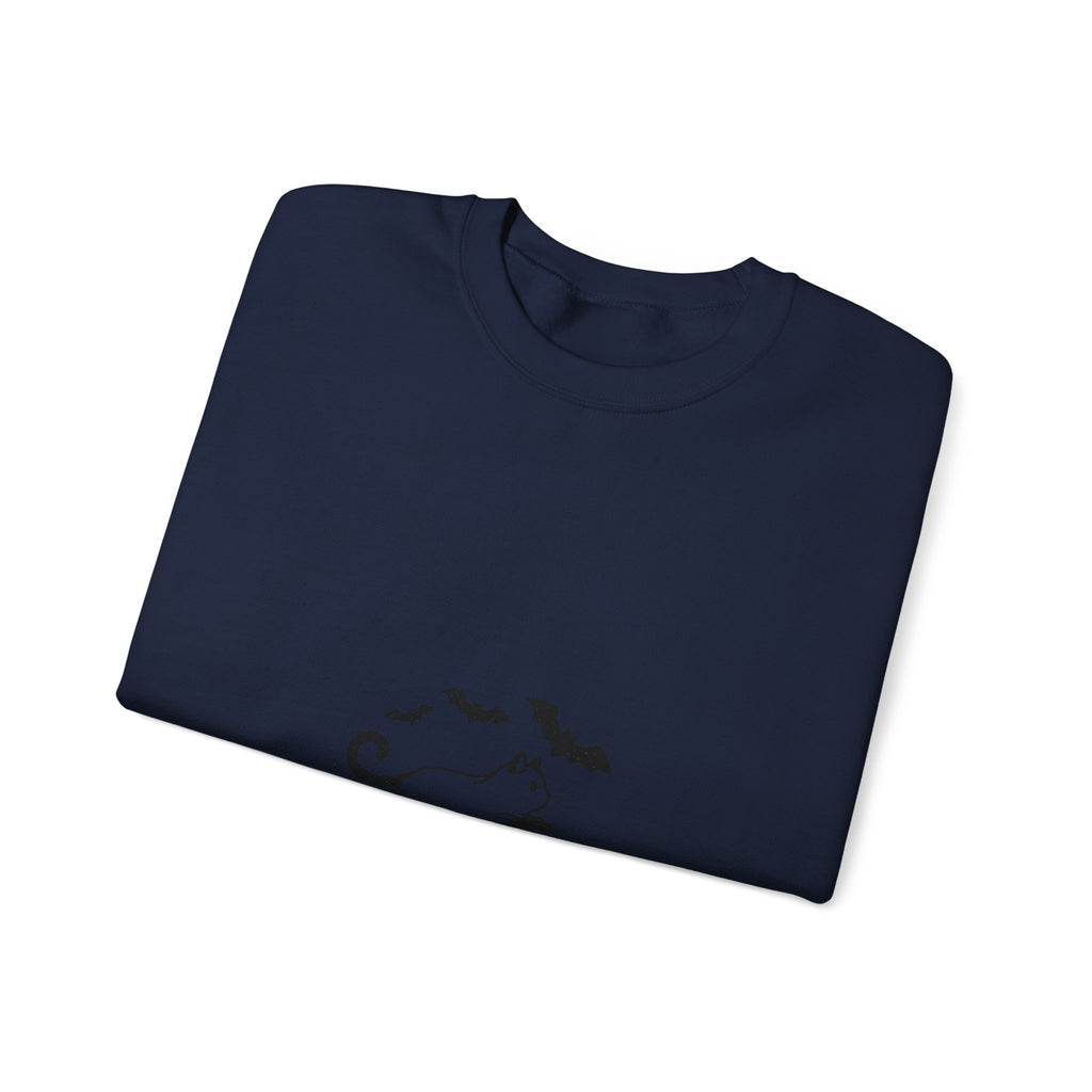 Black Cat and Bats Sweatshirt | Spooky Animals Halloween Aesthetic