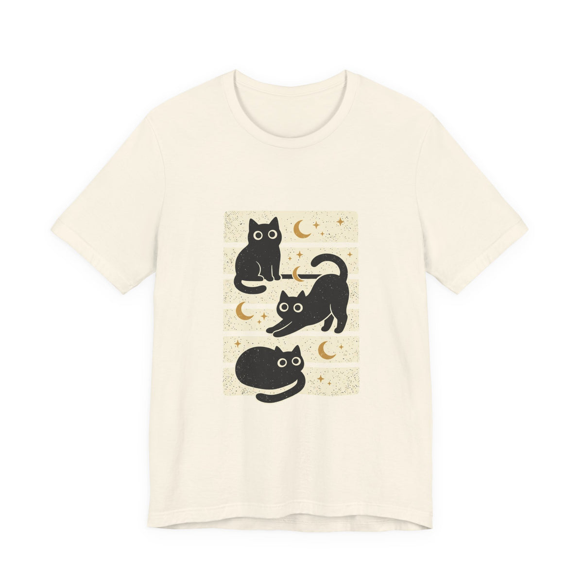 Black Cats Moon Tee | Halloween Retro Vintage Stripe