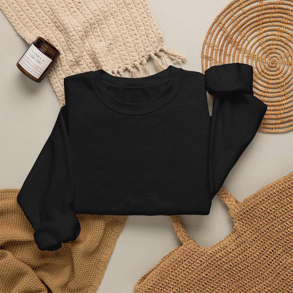 Black Cat and Bats Sweatshirt | Spooky Animals Halloween Aesthetic