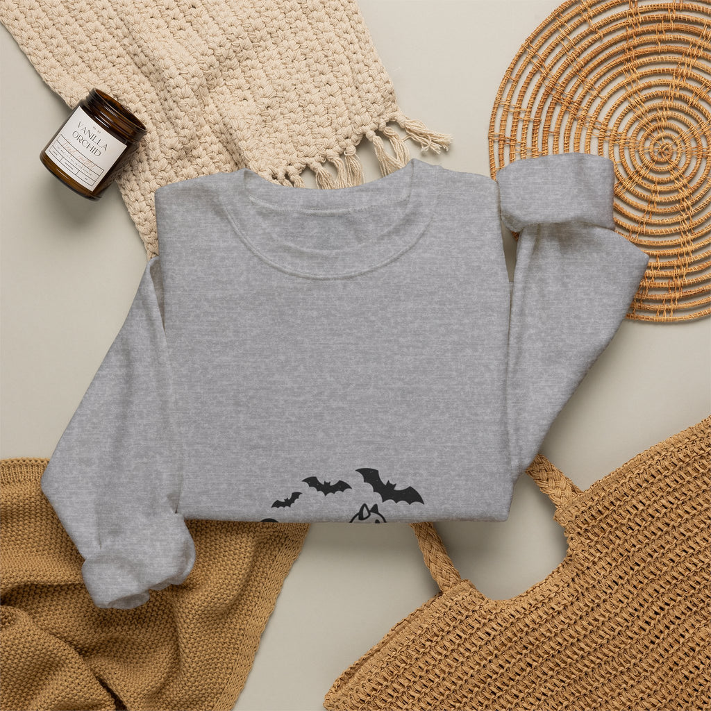 Black Cat and Bats Sweatshirt | Spooky Animals Halloween Aesthetic