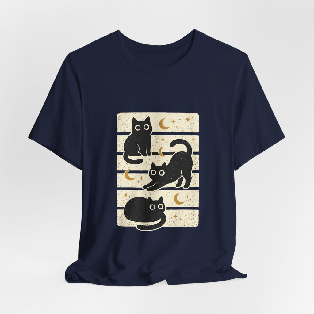 Black Cats Moon Tee | Halloween Retro Vintage Stripe