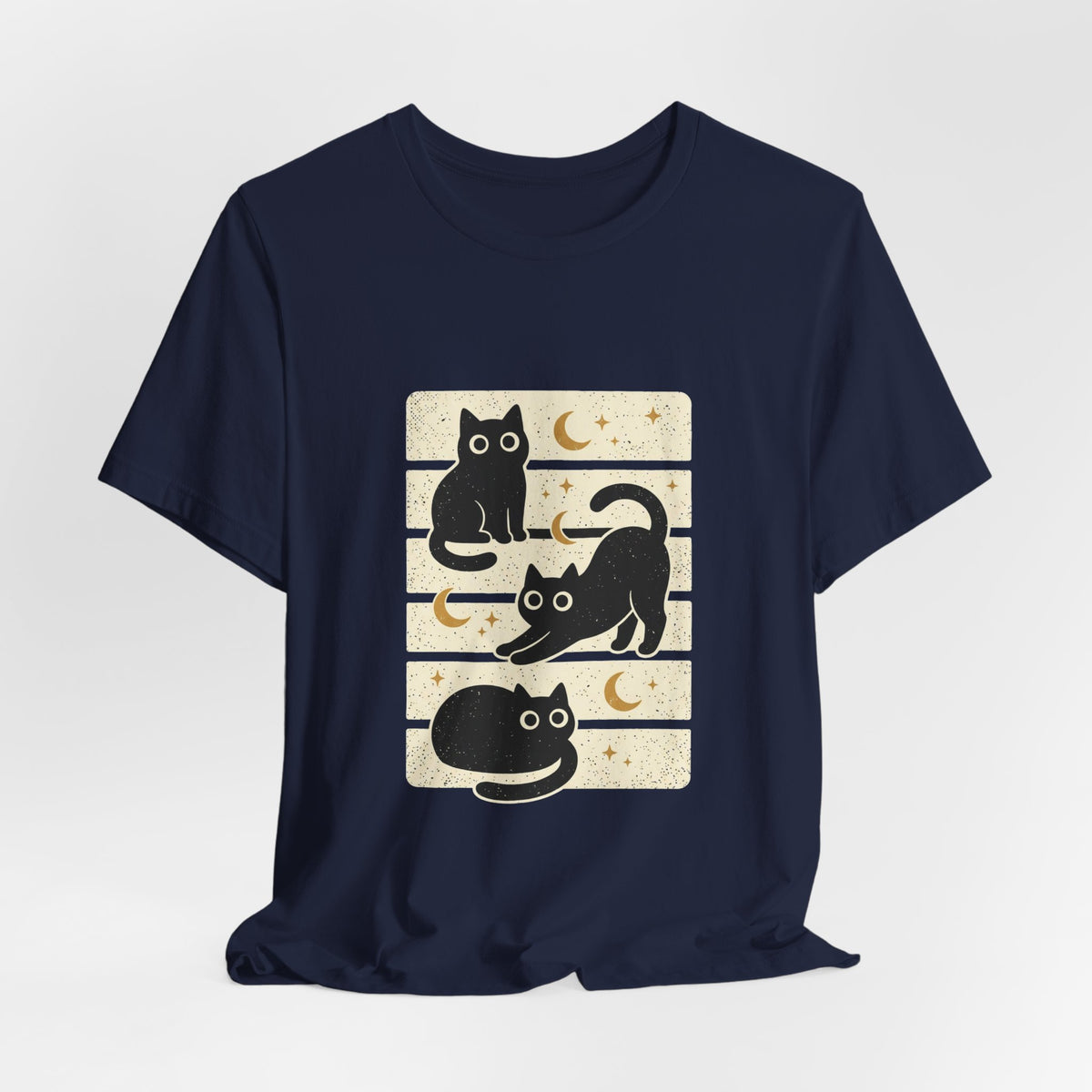 Black Cats Moon Tee | Halloween Retro Vintage Stripe