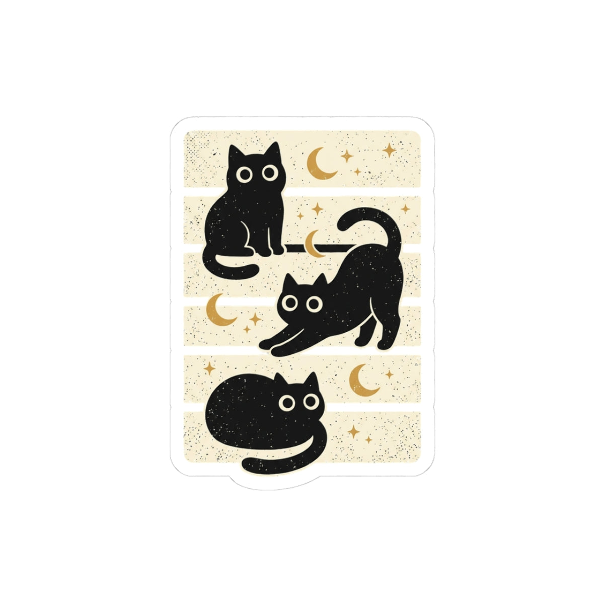 Black Cat Moon Sticker | Halloween Kiss-Cut Sticker