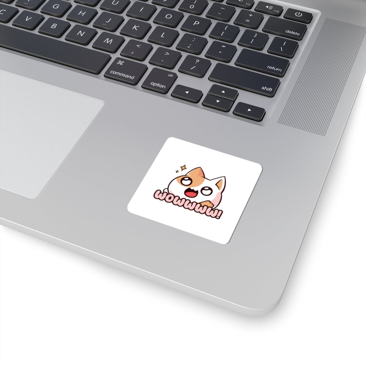 Cute 'Wowwww!' Cat Sticker — Kiss-Cut Vinyl Sticker
