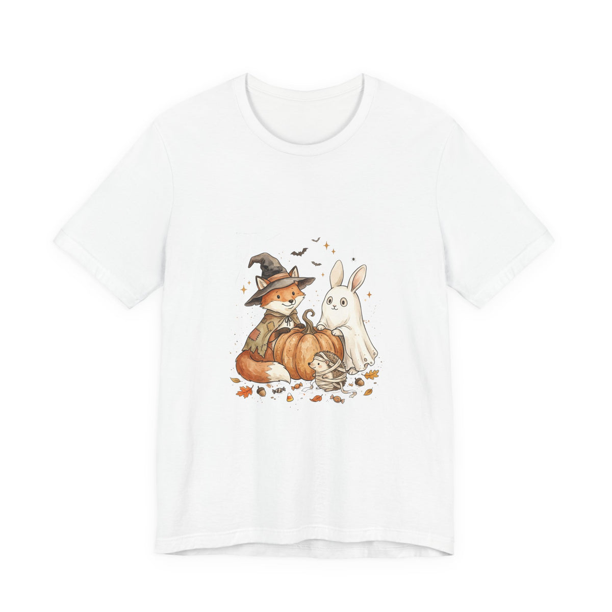 Halloween Fox & Ghost Bunny Tee | Spooky Animals Pumpkin Witch Hat