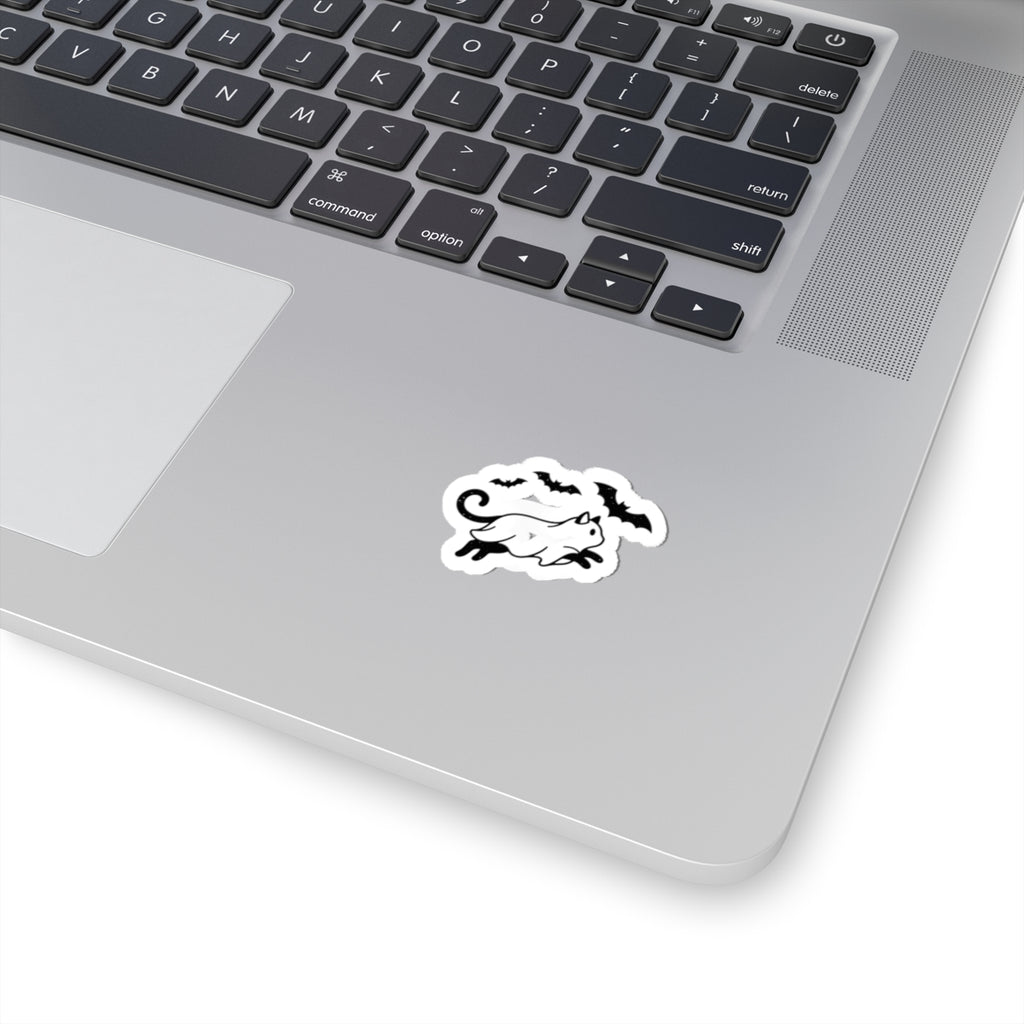 Spooky Cat with Bats Sticker | Kiss-Cut Sticker, Halloween Aesthetic