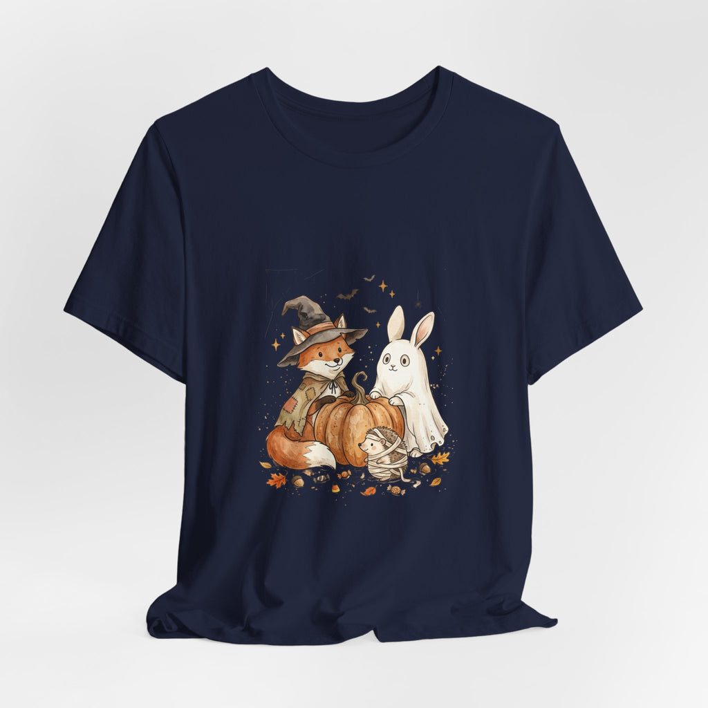 Halloween Fox & Ghost Bunny Tee | Spooky Animals Pumpkin Witch Hat