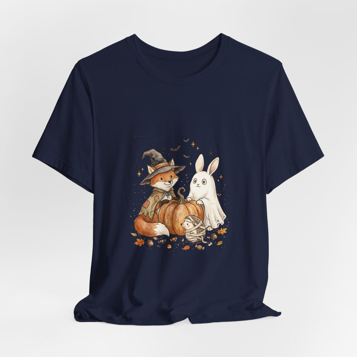 Halloween Fox & Ghost Bunny Tee | Spooky Animals Pumpkin Witch Hat