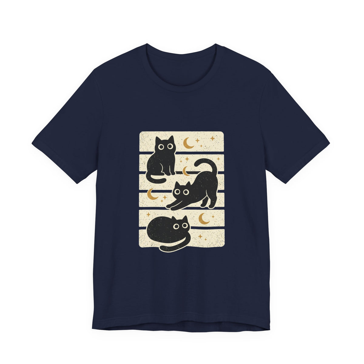 Black Cats Moon Tee | Halloween Retro Vintage Stripe