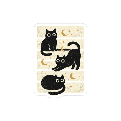 Black Cat Moon Sticker | Halloween Kiss-Cut Sticker