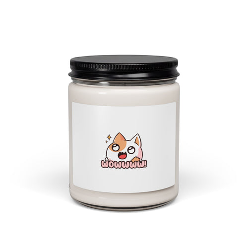 9oz Soy Candle — Cute 'Wowwwww!' Cartoon Cat Scented Candle