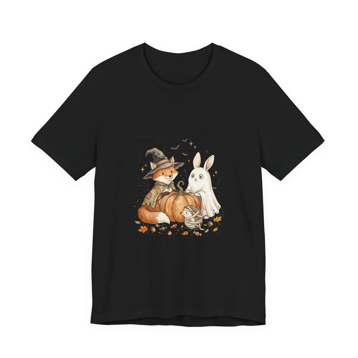 Halloween Fox & Ghost Bunny Tee | Spooky Animals Pumpkin Witch Hat