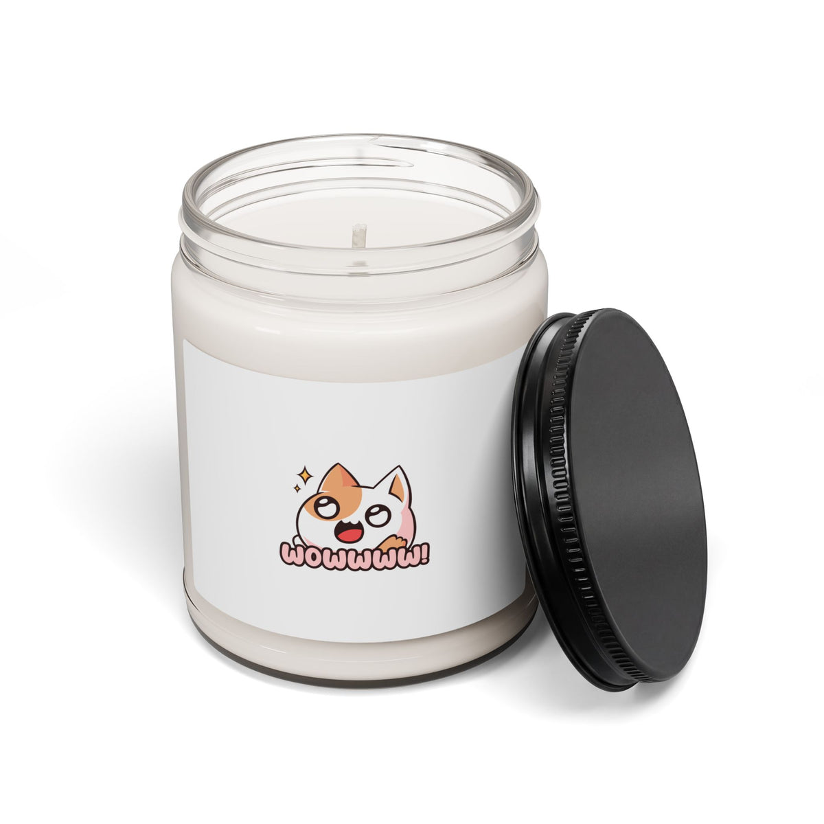 9oz Soy Candle — Cute 'Wowwwww!' Cartoon Cat Scented Candle