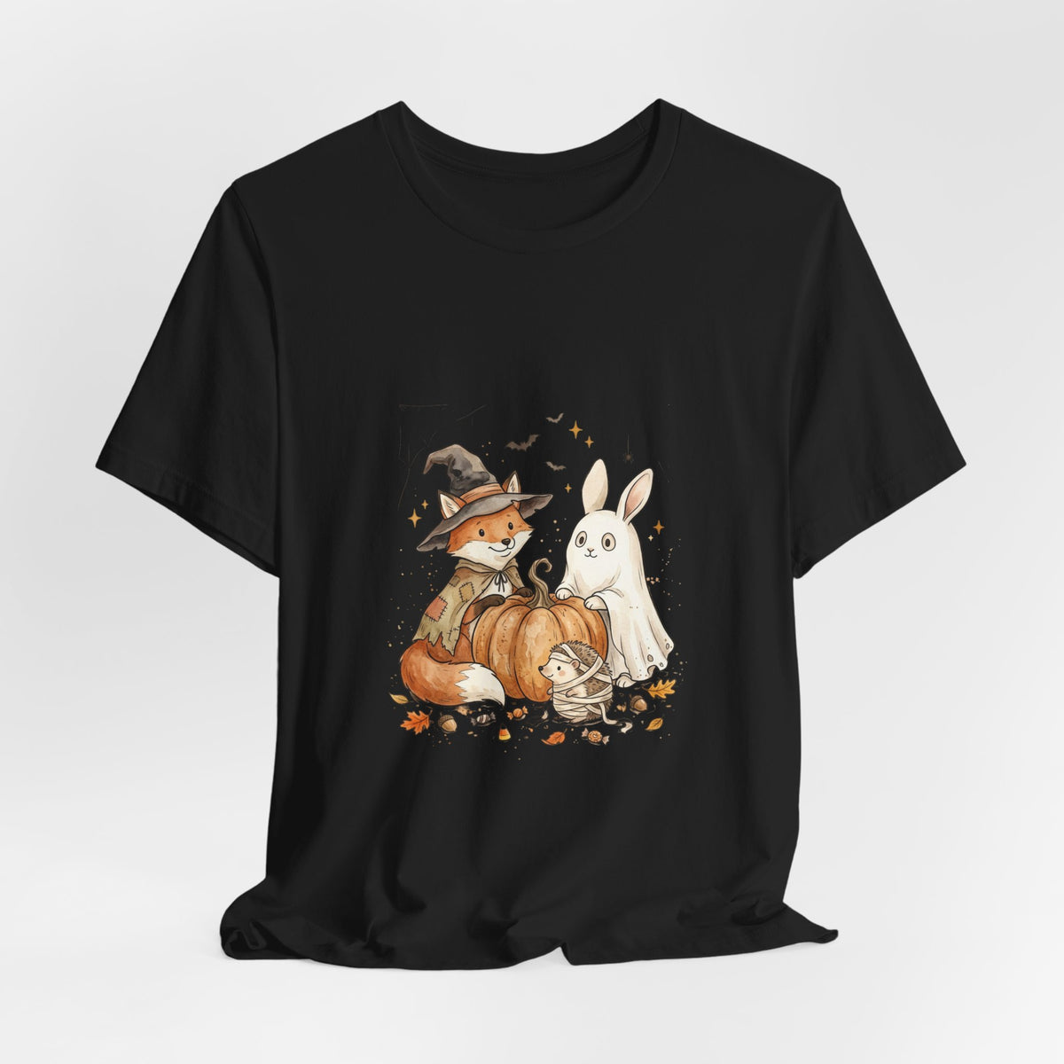 Halloween Fox & Ghost Bunny Tee | Spooky Animals Pumpkin Witch Hat