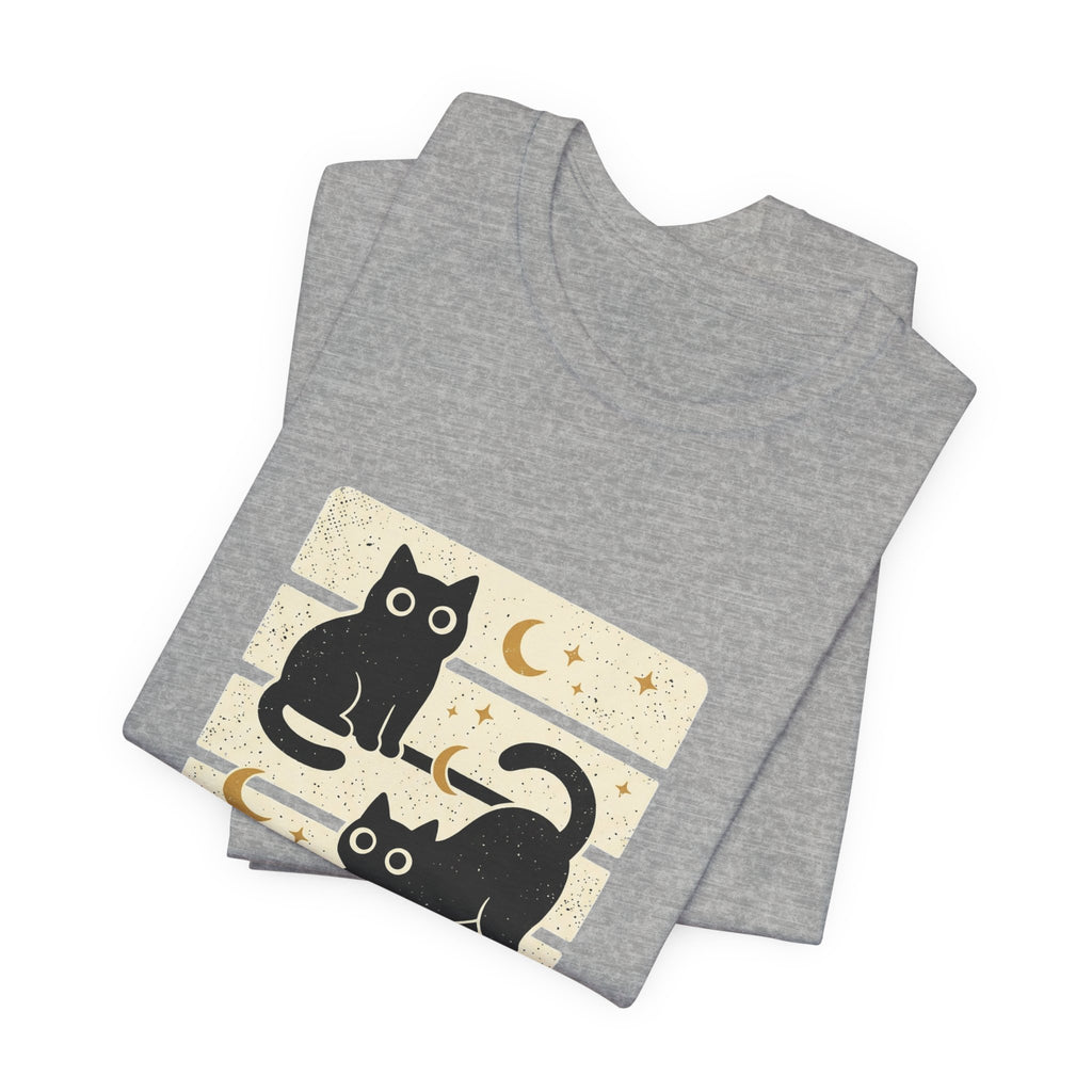 Black Cats Moon Tee | Halloween Retro Vintage Stripe