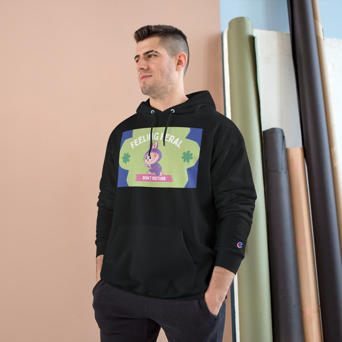 Feeling Feral Hoodie — Cute Cartoon Mascot Hoodie with “Feeling Feral Don’t Quiver” Slogan