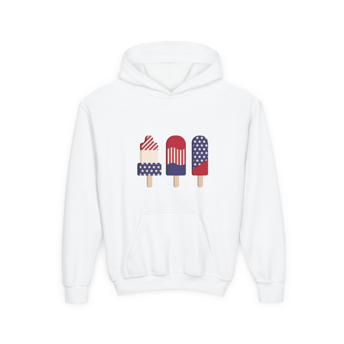 Kids' Patriotic Popsicle Hoodie — 4th of July American Flag Ice Pop Sweatshirt