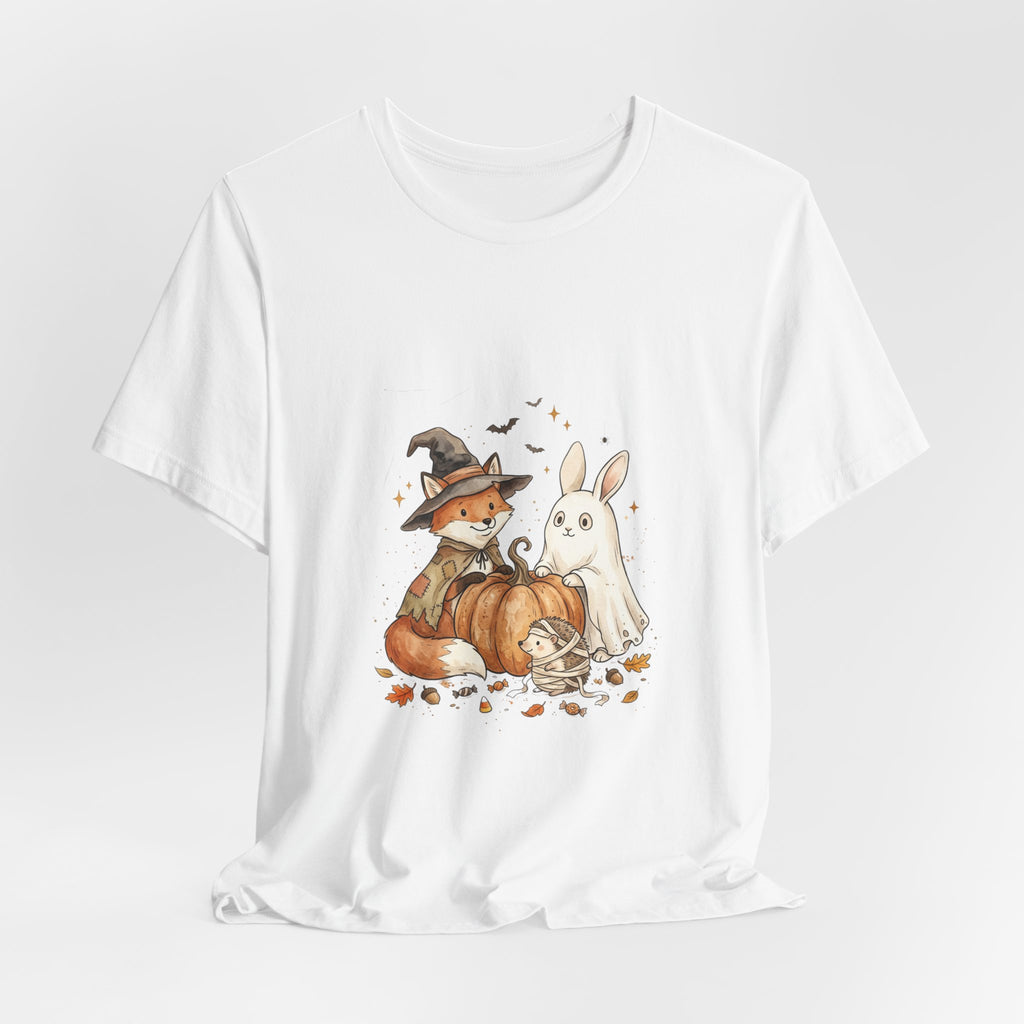 Halloween Fox & Ghost Bunny Tee | Spooky Animals Pumpkin Witch Hat