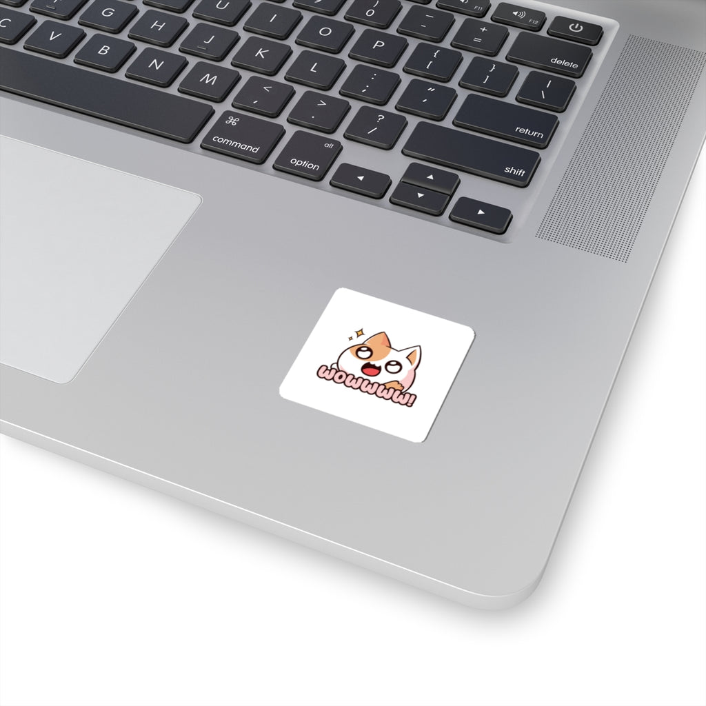 Cute 'Wowwww!' Cat Sticker — Kiss-Cut Vinyl Sticker
