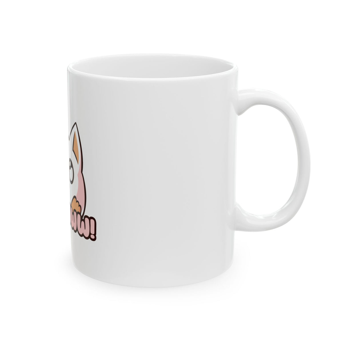 Cute 'Wowww!' Cat Ceramic Mug - Kawaii Cute Cat Coffee Tea Cup (11oz, 15oz)