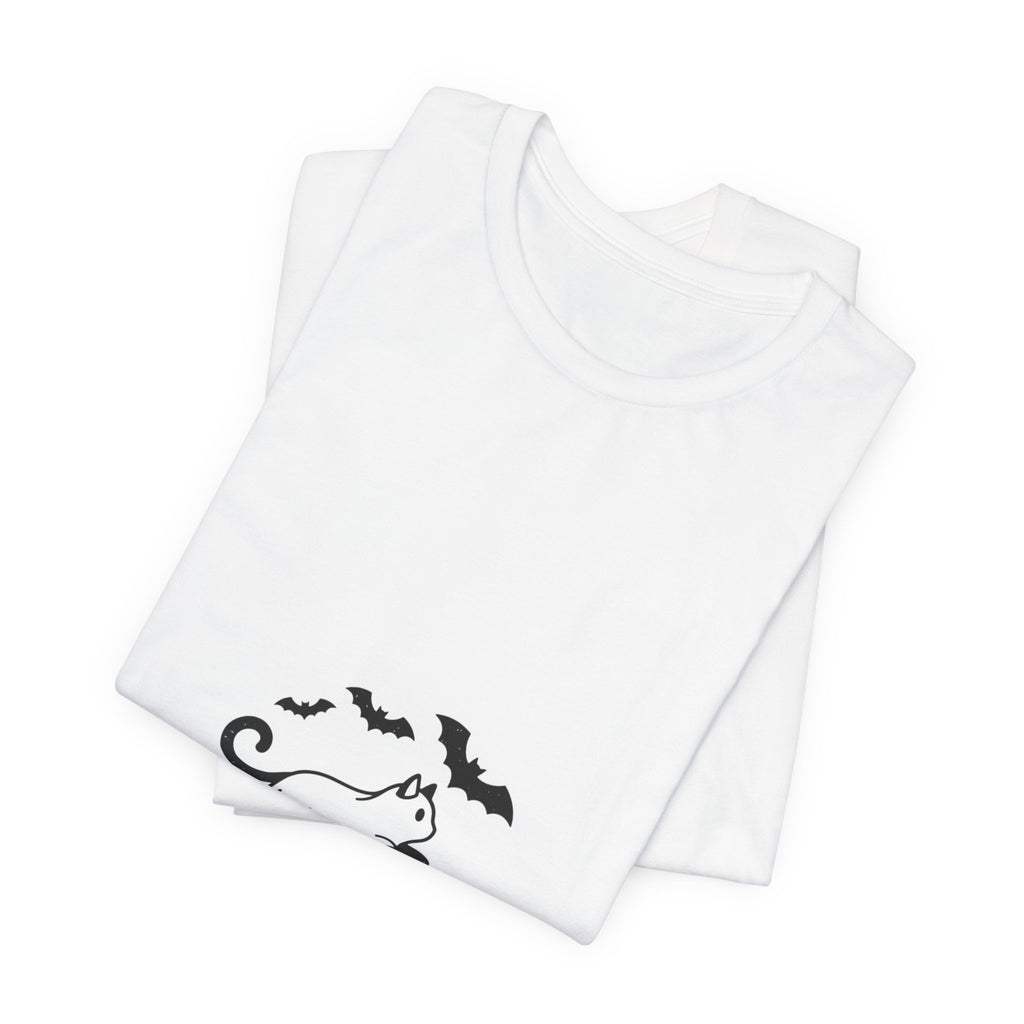 Ghost Cat with Bats Tee | Spooky Animals Halloween Shirt