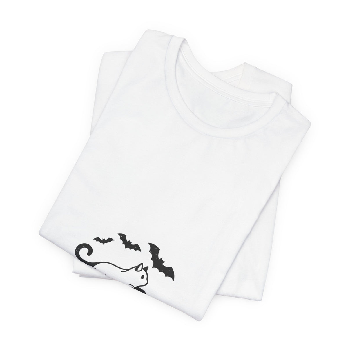 Ghost Cat with Bats Tee | Spooky Animals Halloween Shirt