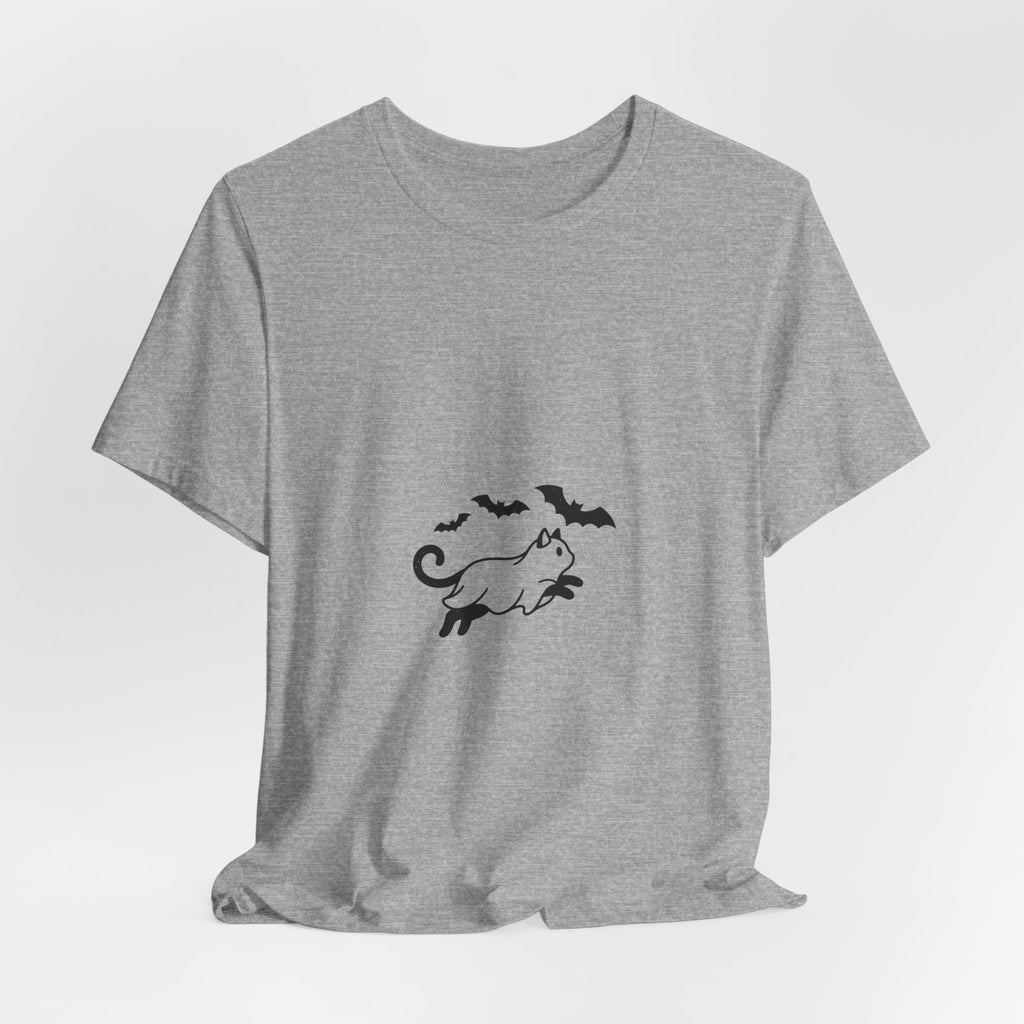Ghost Cat with Bats Tee | Spooky Animals Halloween Shirt