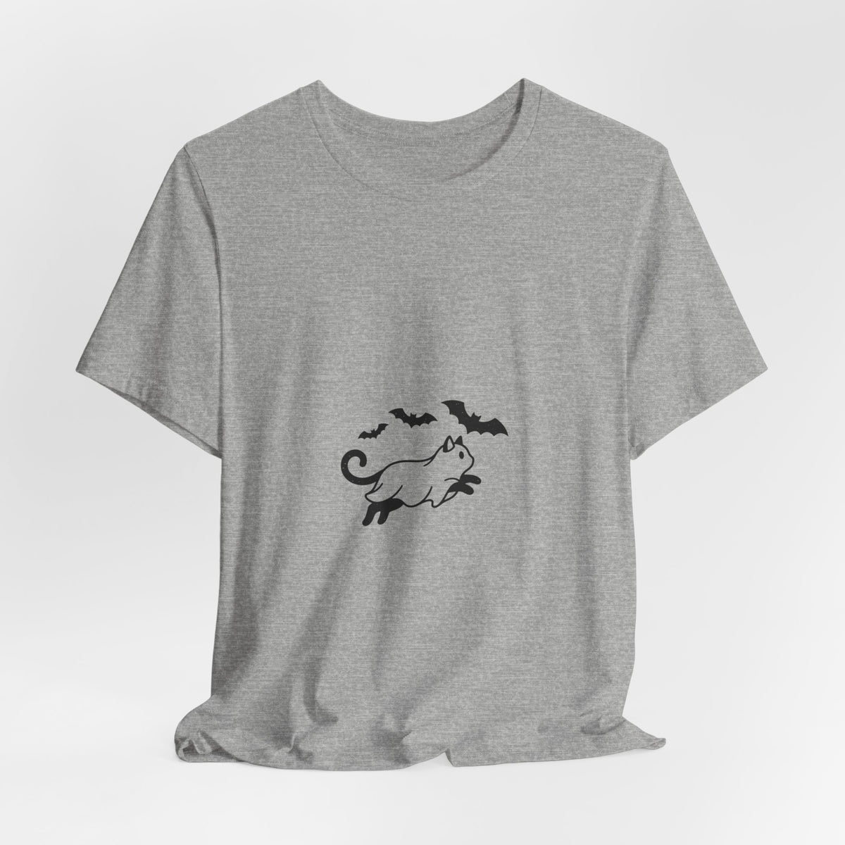 Ghost Cat with Bats Tee | Spooky Animals Halloween Shirt
