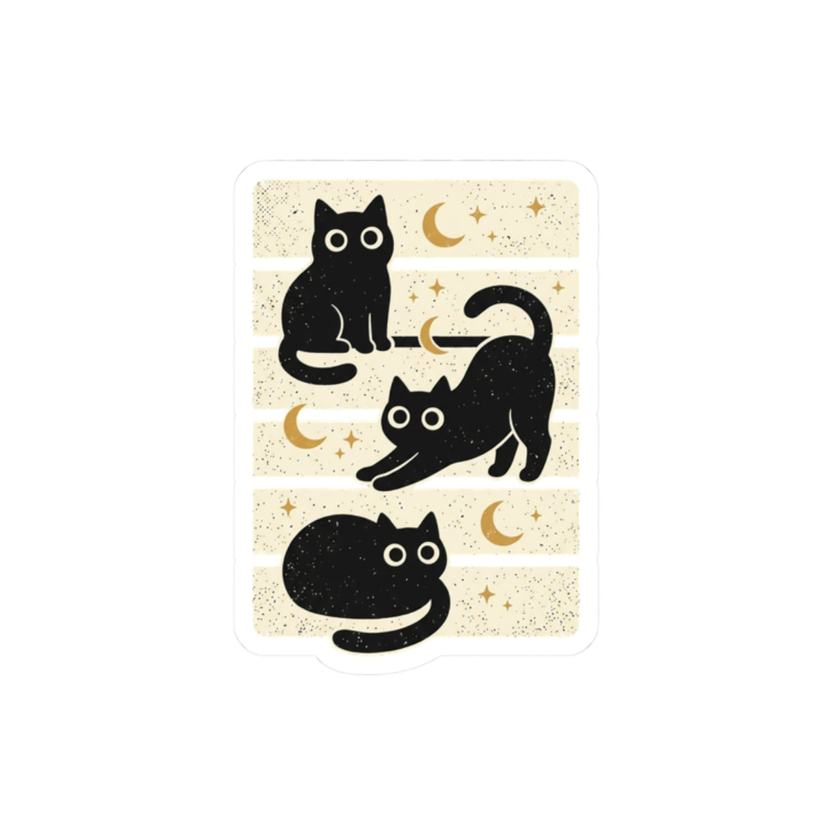 Black Cat Moon Sticker | Halloween Kiss-Cut Sticker