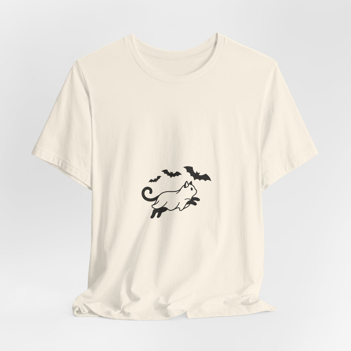 Ghost Cat with Bats Tee | Spooky Animals Halloween Shirt