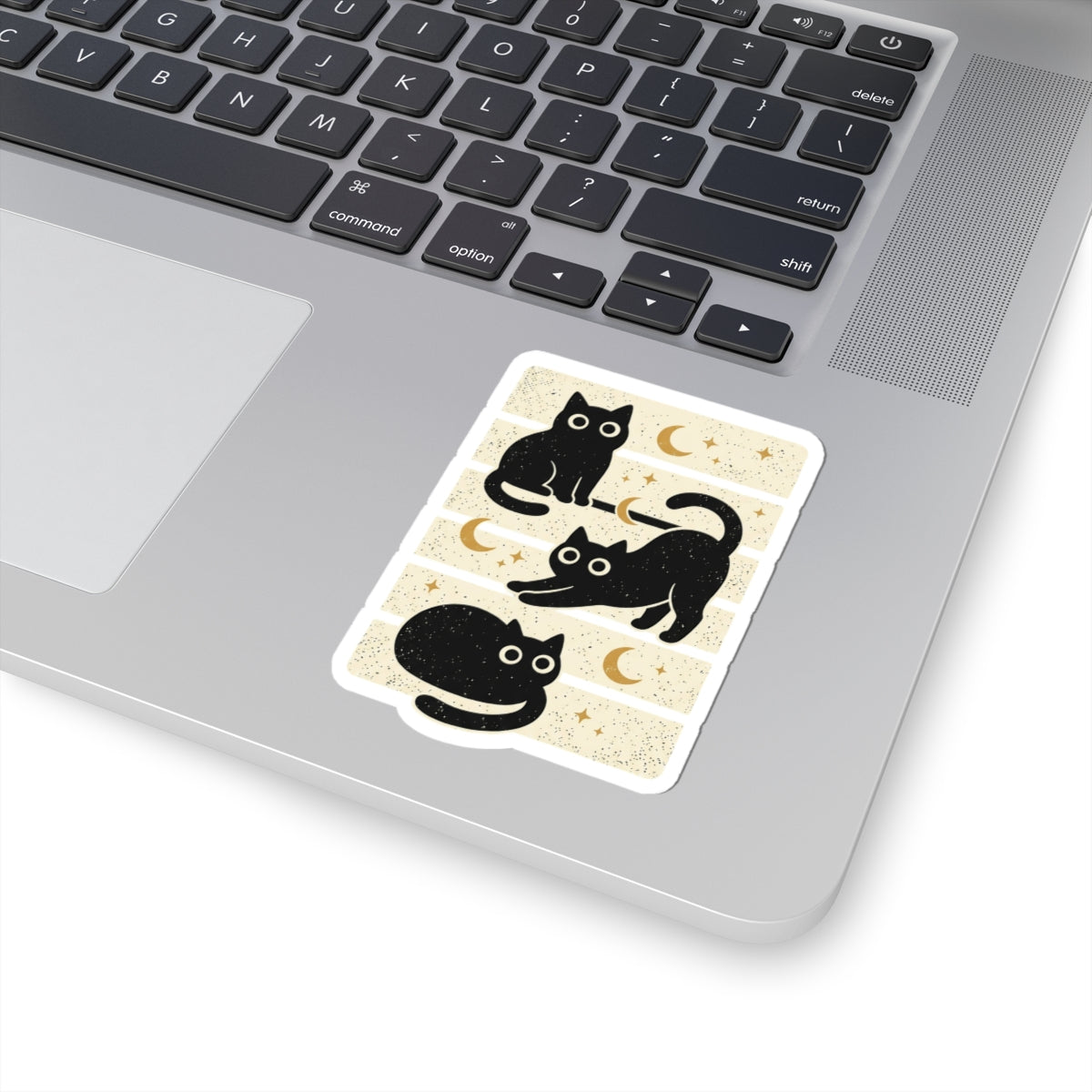 Black Cat Moon Sticker | Halloween Kiss-Cut Sticker