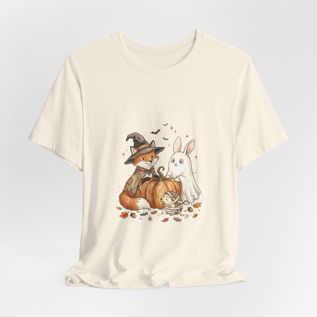 Halloween Fox & Ghost Bunny Tee | Spooky Animals Pumpkin Witch Hat