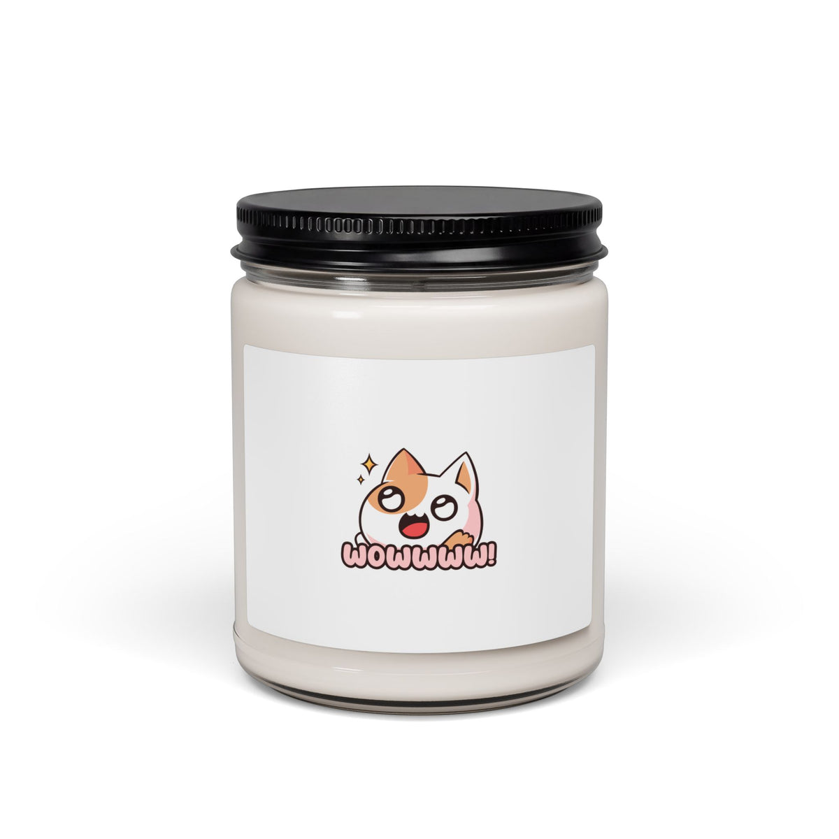 9oz Soy Candle — Cute 'Wowwwww!' Cartoon Cat Scented Candle