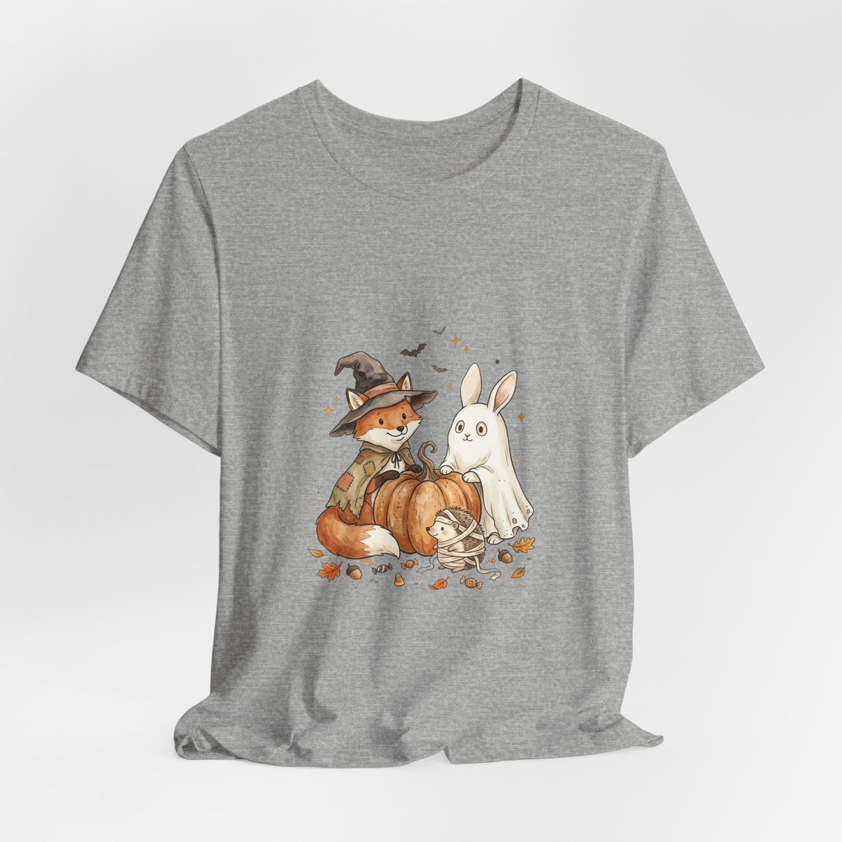 Halloween Fox & Ghost Bunny Tee | Spooky Animals Pumpkin Witch Hat