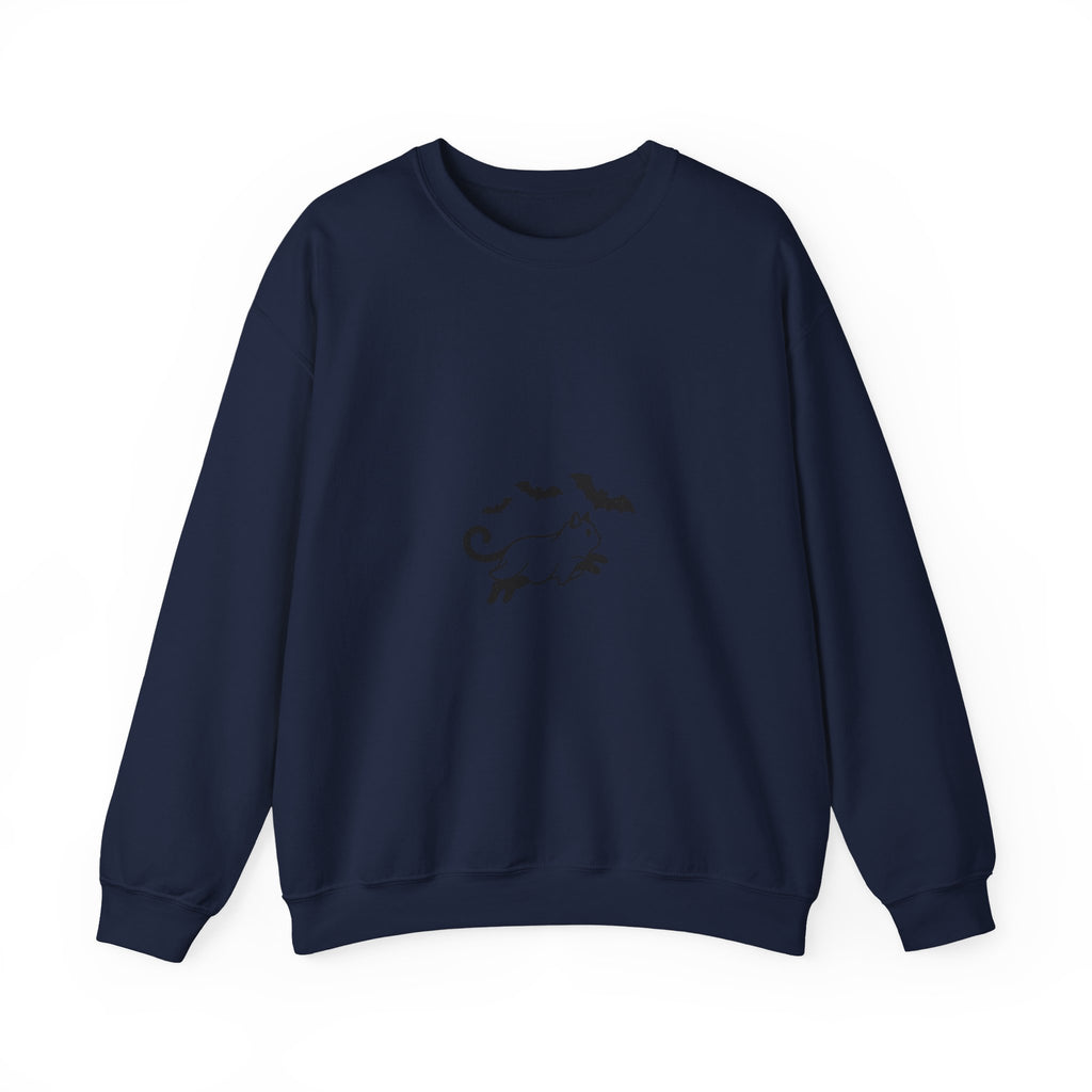 Black Cat and Bats Sweatshirt | Spooky Animals Halloween Aesthetic