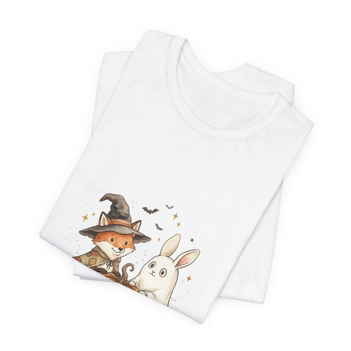Halloween Fox & Ghost Bunny Tee | Spooky Animals Pumpkin Witch Hat