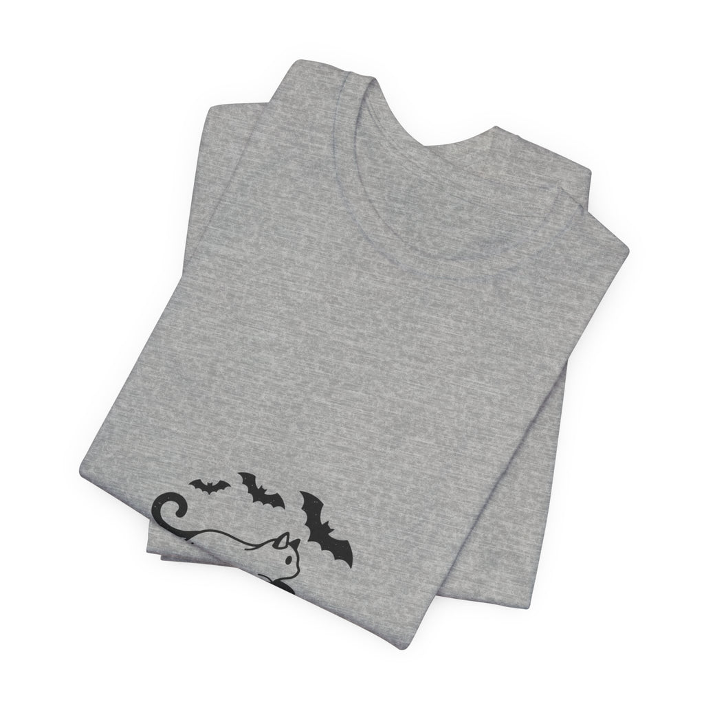 Ghost Cat with Bats Tee | Spooky Animals Halloween Shirt