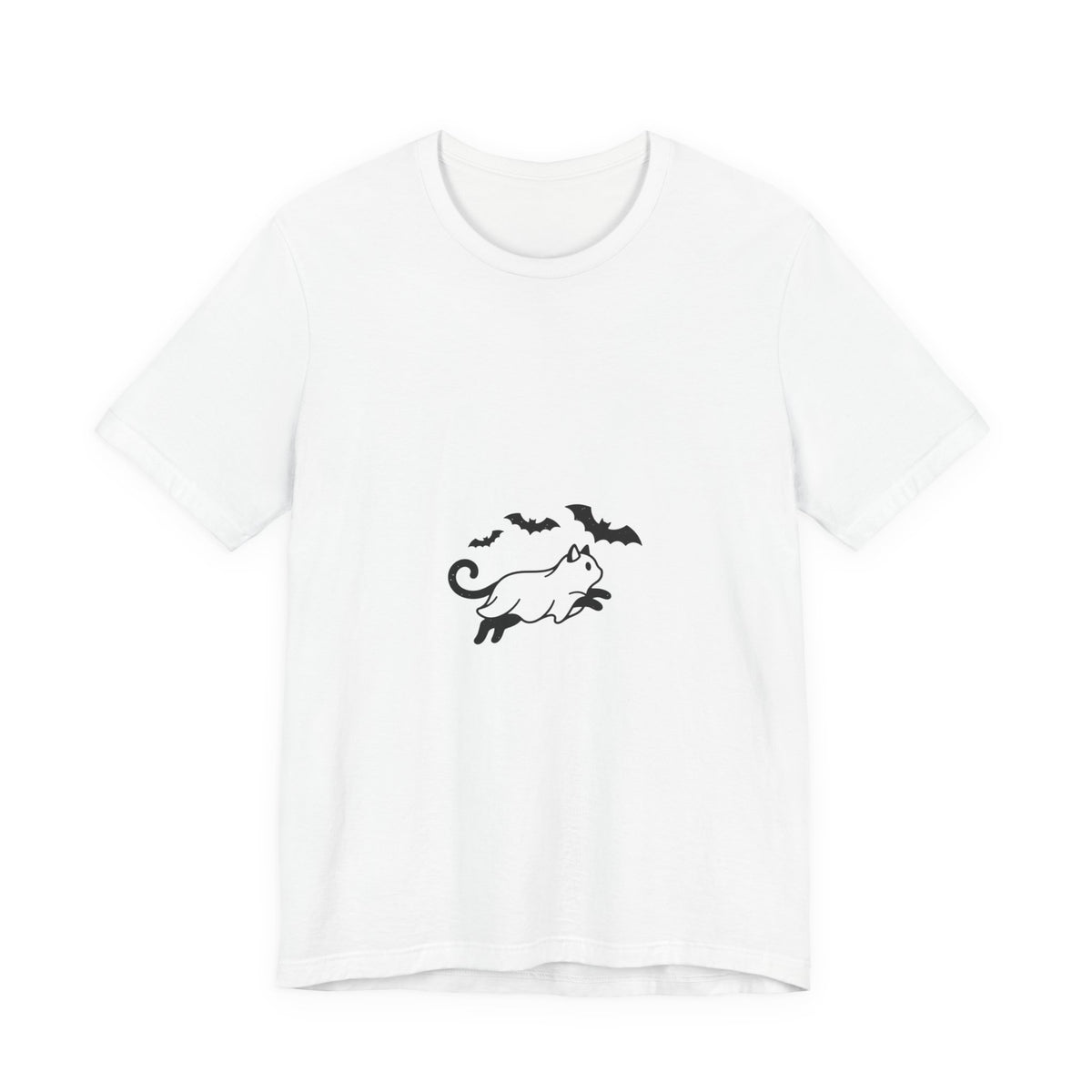 Ghost Cat with Bats Tee | Spooky Animals Halloween Shirt
