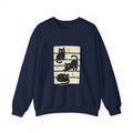 Black Cat Trio Crewneck Sweatshirt | Halloween moon stars vintage block design