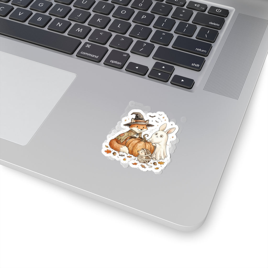 Spooky Animals Fox & Ghost Bunny Sticker | Halloween Pumpkin Kiss-Cut