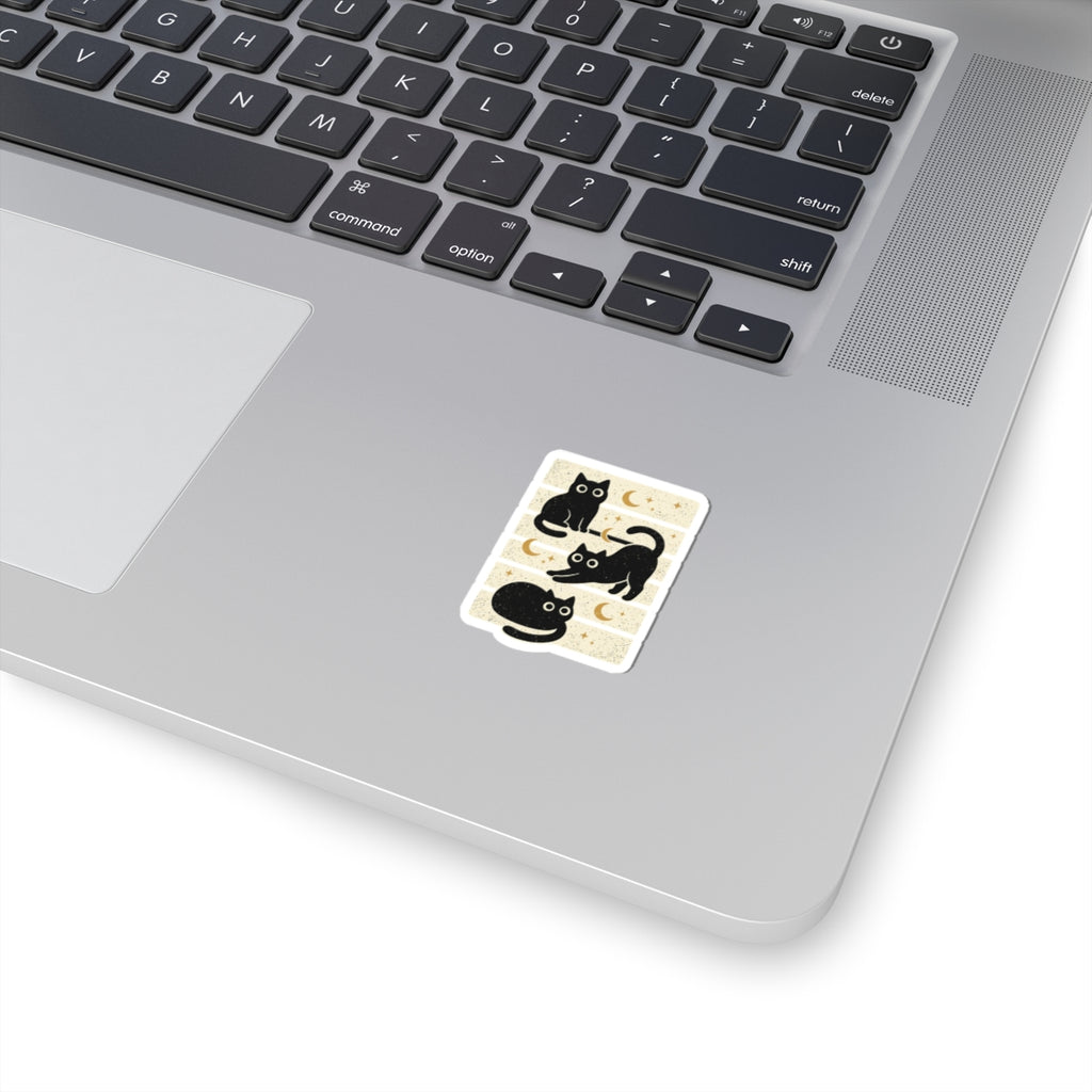 Black Cat Moon Sticker | Halloween Kiss-Cut Sticker