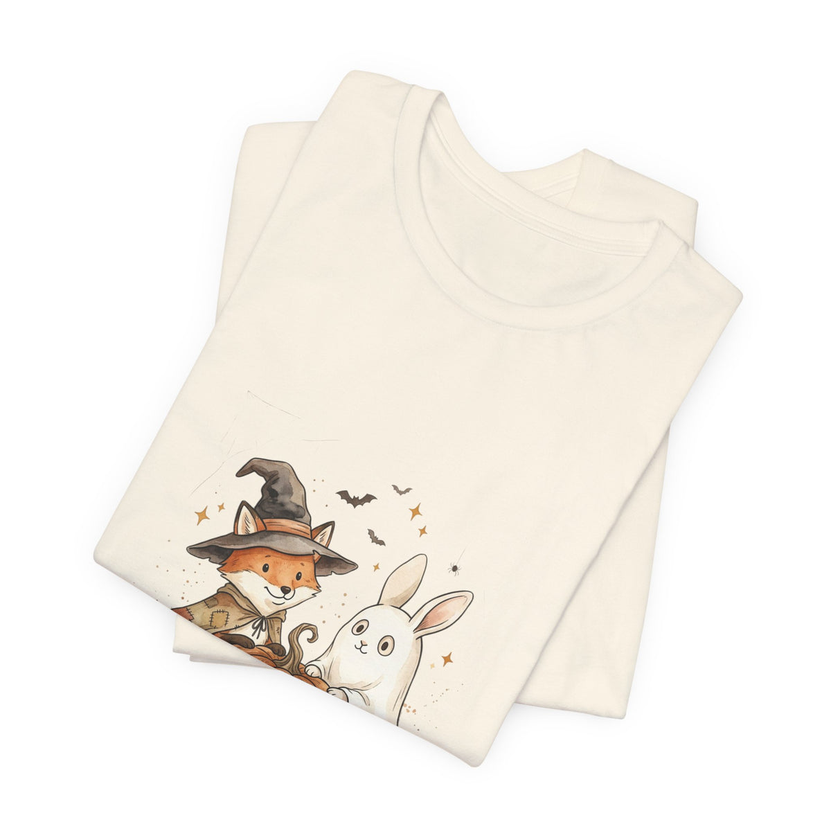 Halloween Fox & Ghost Bunny Tee | Spooky Animals Pumpkin Witch Hat