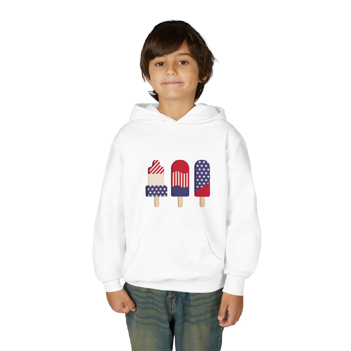 Kids' Patriotic Popsicle Hoodie — 4th of July American Flag Ice Pop Sweatshirt