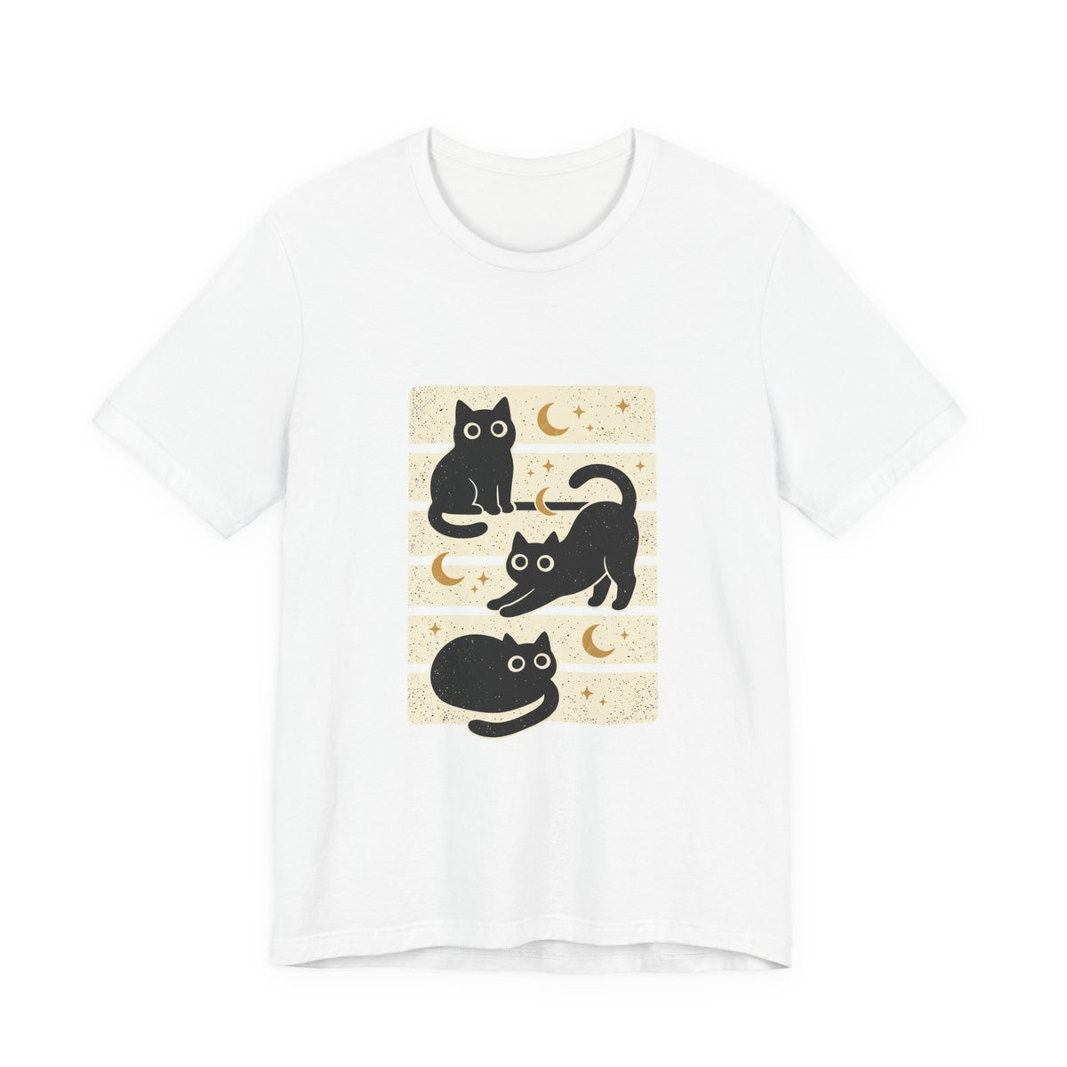 Black Cats Moon Tee | Halloween Retro Vintage Stripe