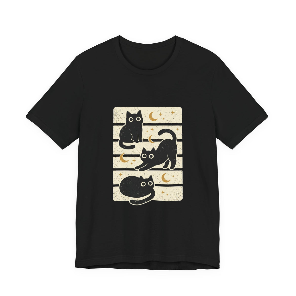Black Cats Moon Tee | Halloween Retro Vintage Stripe