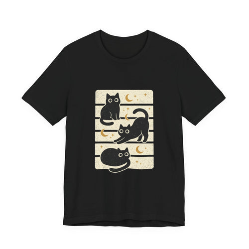 Black Cats Moon Tee | Halloween Retro Vintage Stripe