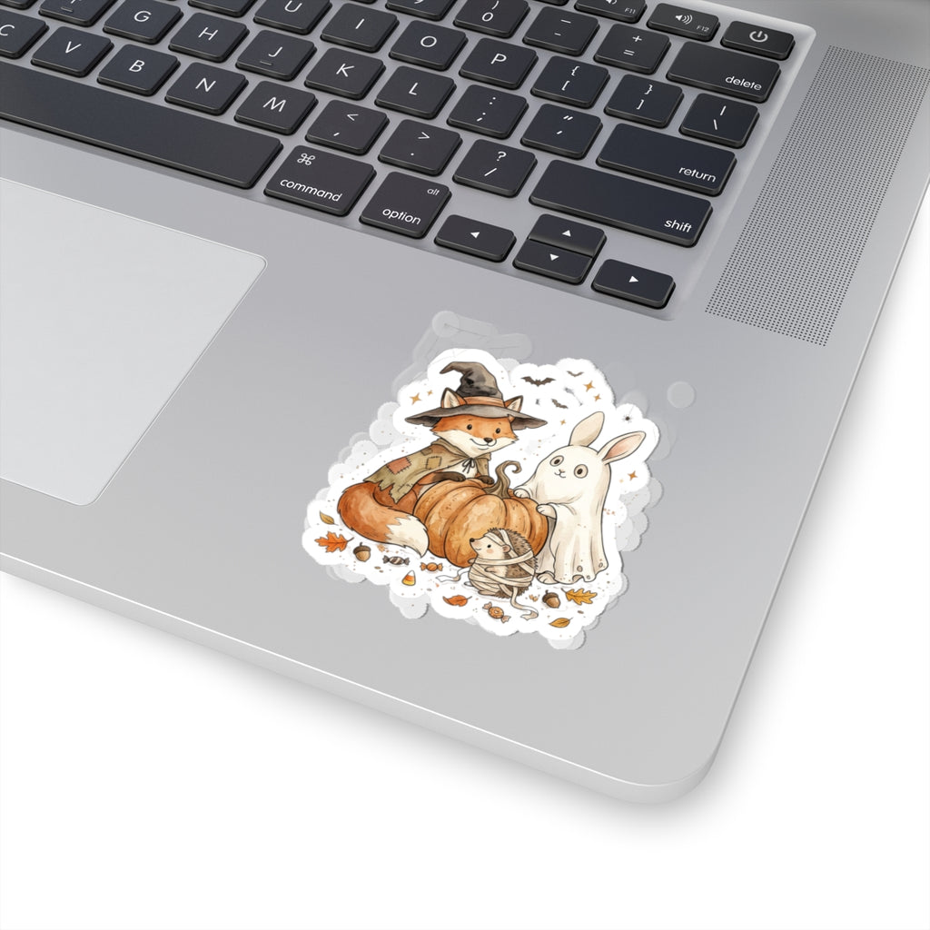 Spooky Animals Fox & Ghost Bunny Sticker | Halloween Pumpkin Kiss-Cut