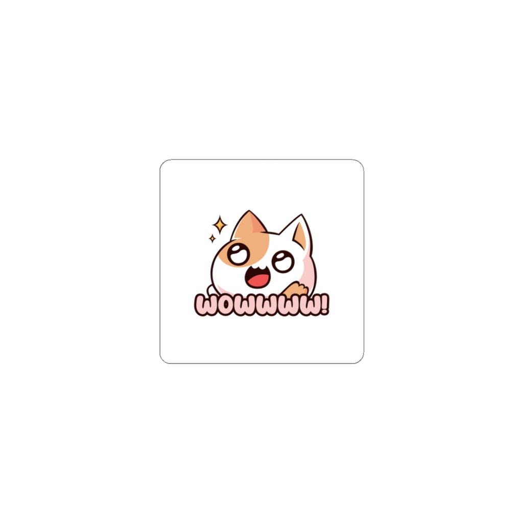 Cute 'Wowwww!' Cat Sticker — Kiss-Cut Vinyl Sticker