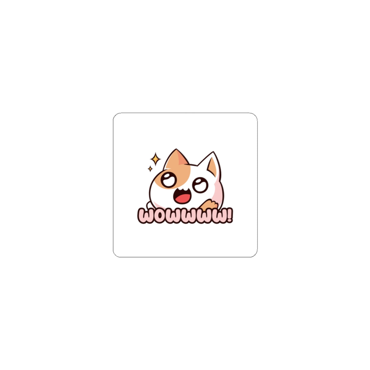Cute 'Wowwww!' Cat Sticker — Kiss-Cut Vinyl Sticker