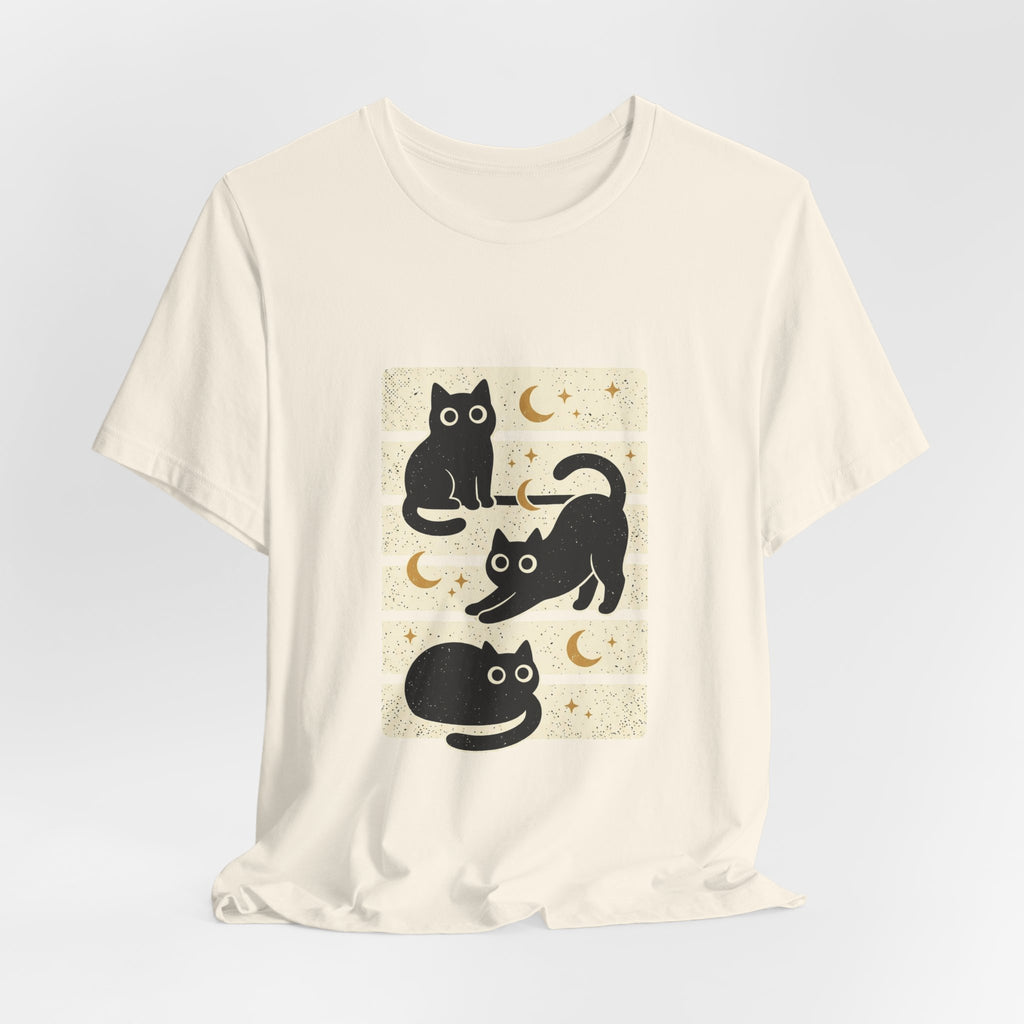 Black Cats Moon Tee | Halloween Retro Vintage Stripe